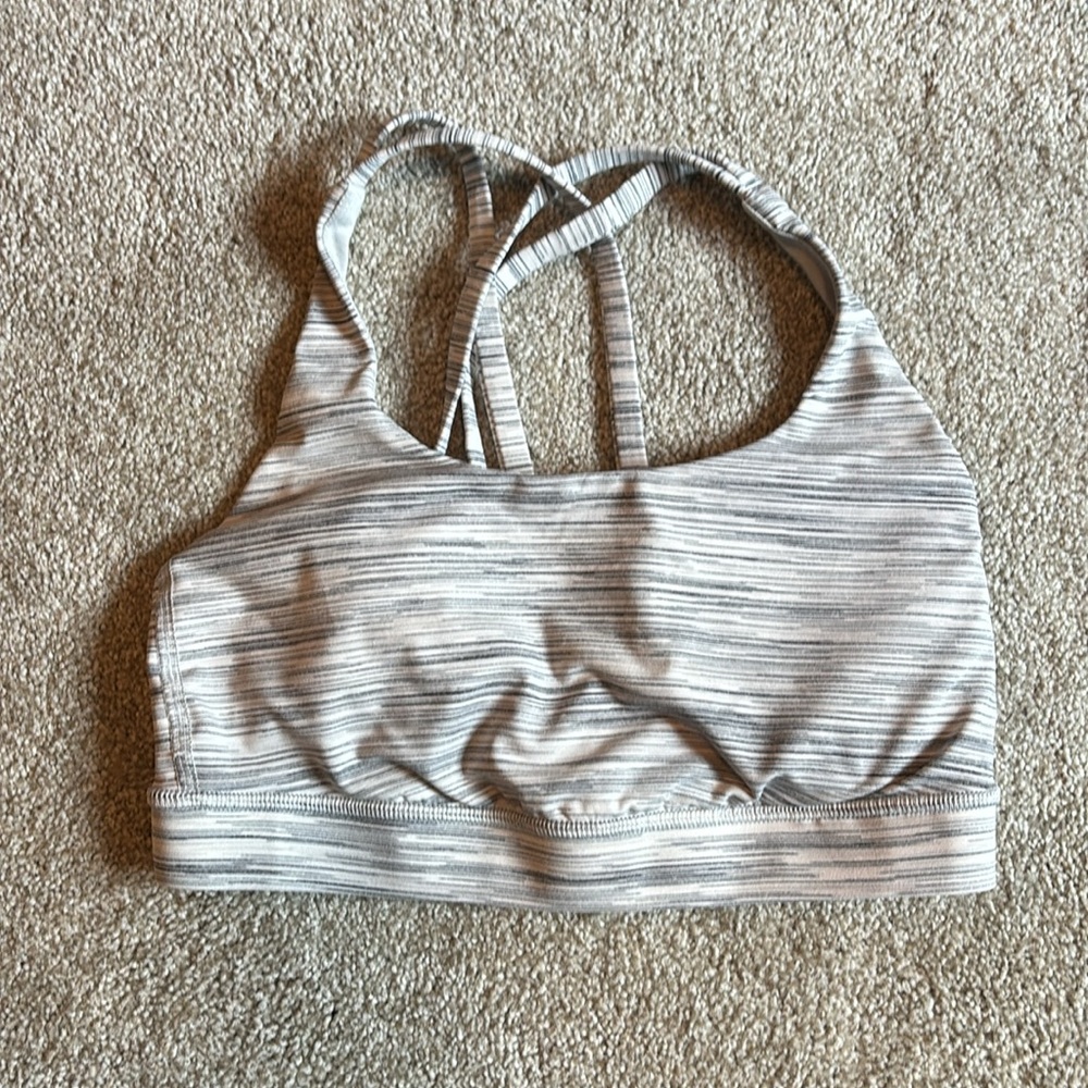 lululemon athletica Striped Light Gray Sports Bra